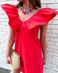 Flirt Alert Mini Dress- Red