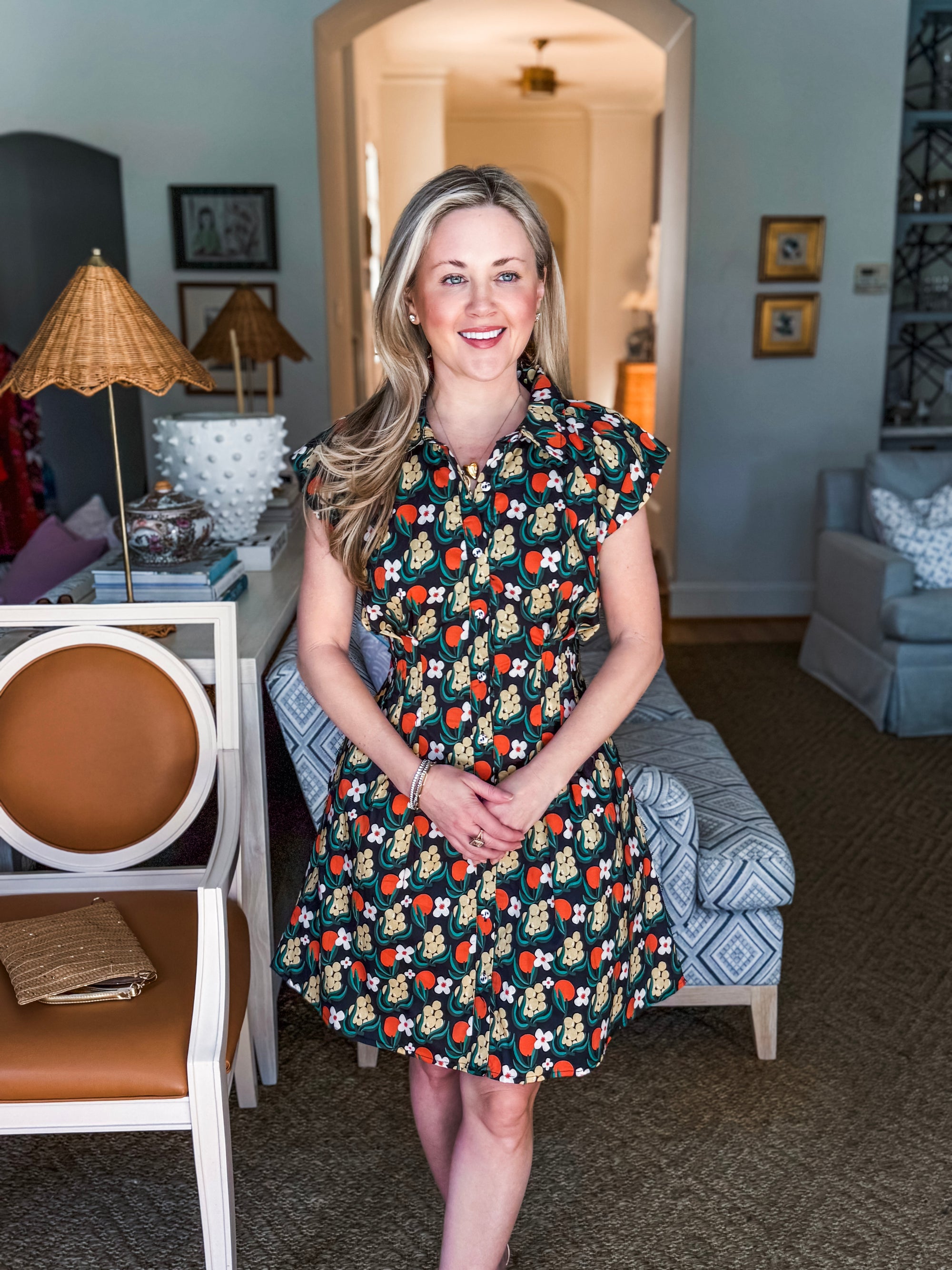 Citron Bloom Dress-Black