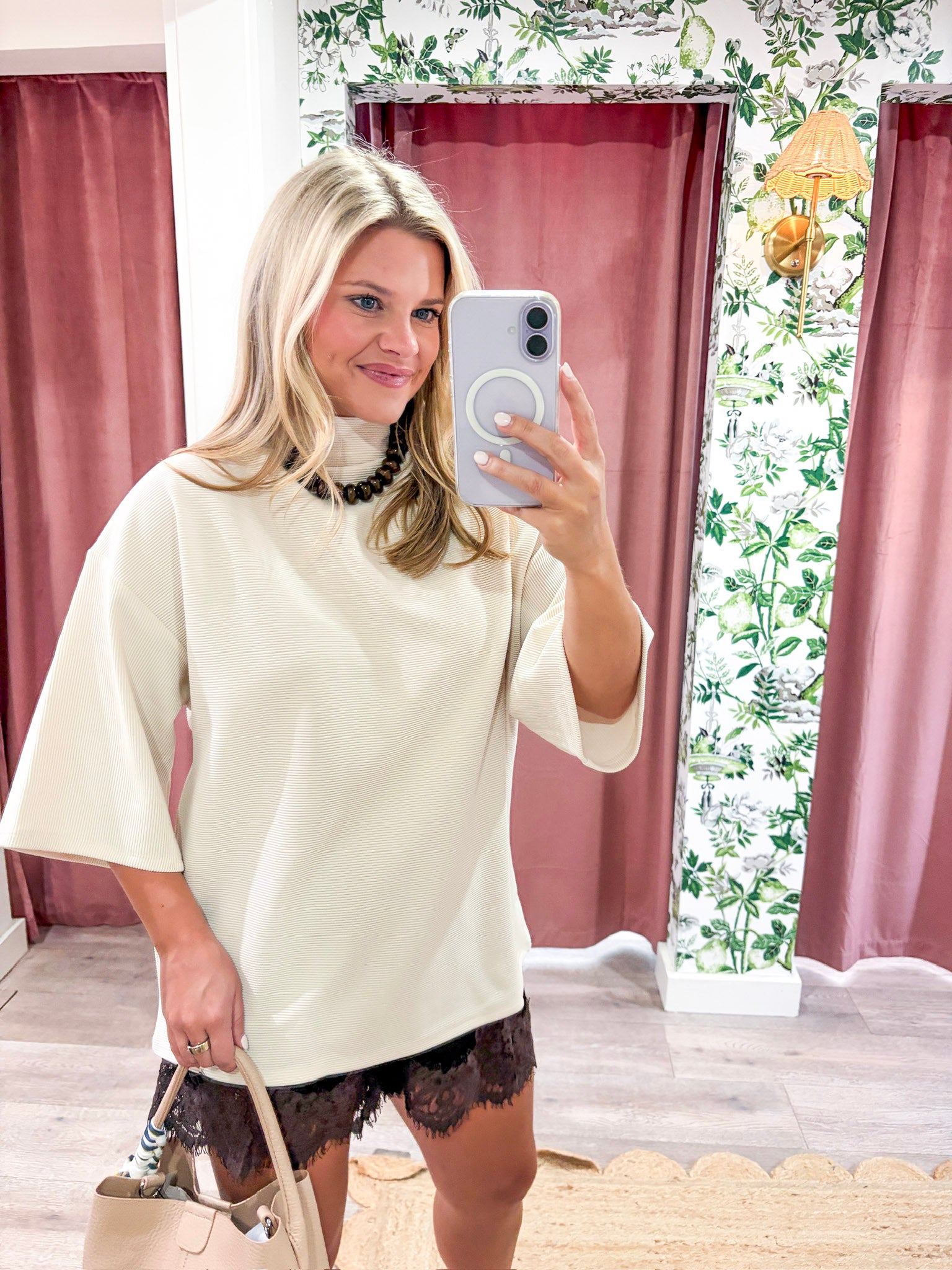 Old Mill Mock Neck Top-Ivory