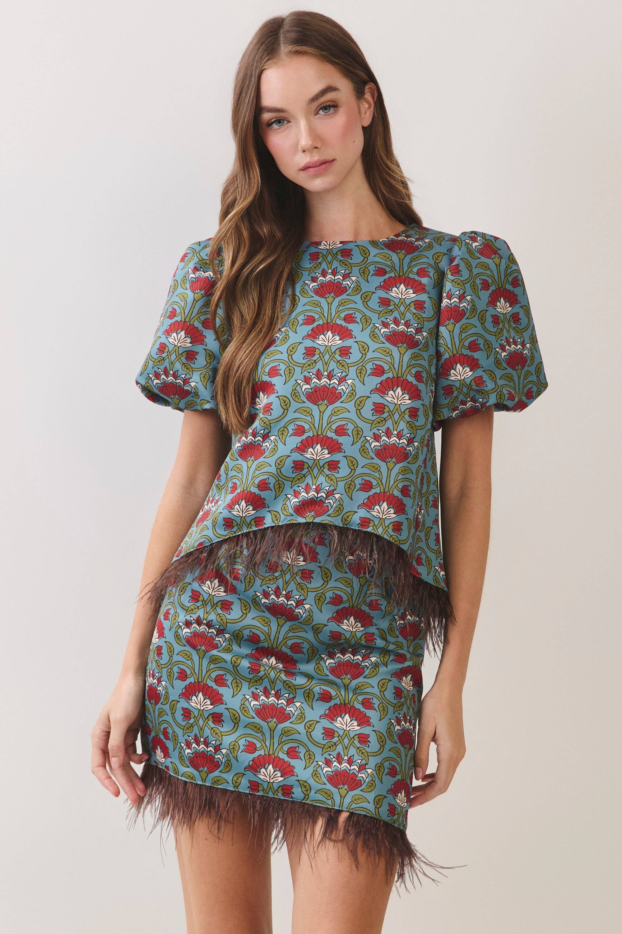 Bloom &amp; Feather Trim Top