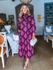 Midnight Sonata Botanical Midi Dress-Burgundy