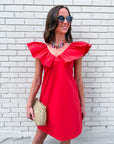 Flirt Alert Mini Dress- Red