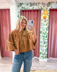 Swing Cape Stripe Top-Camel
