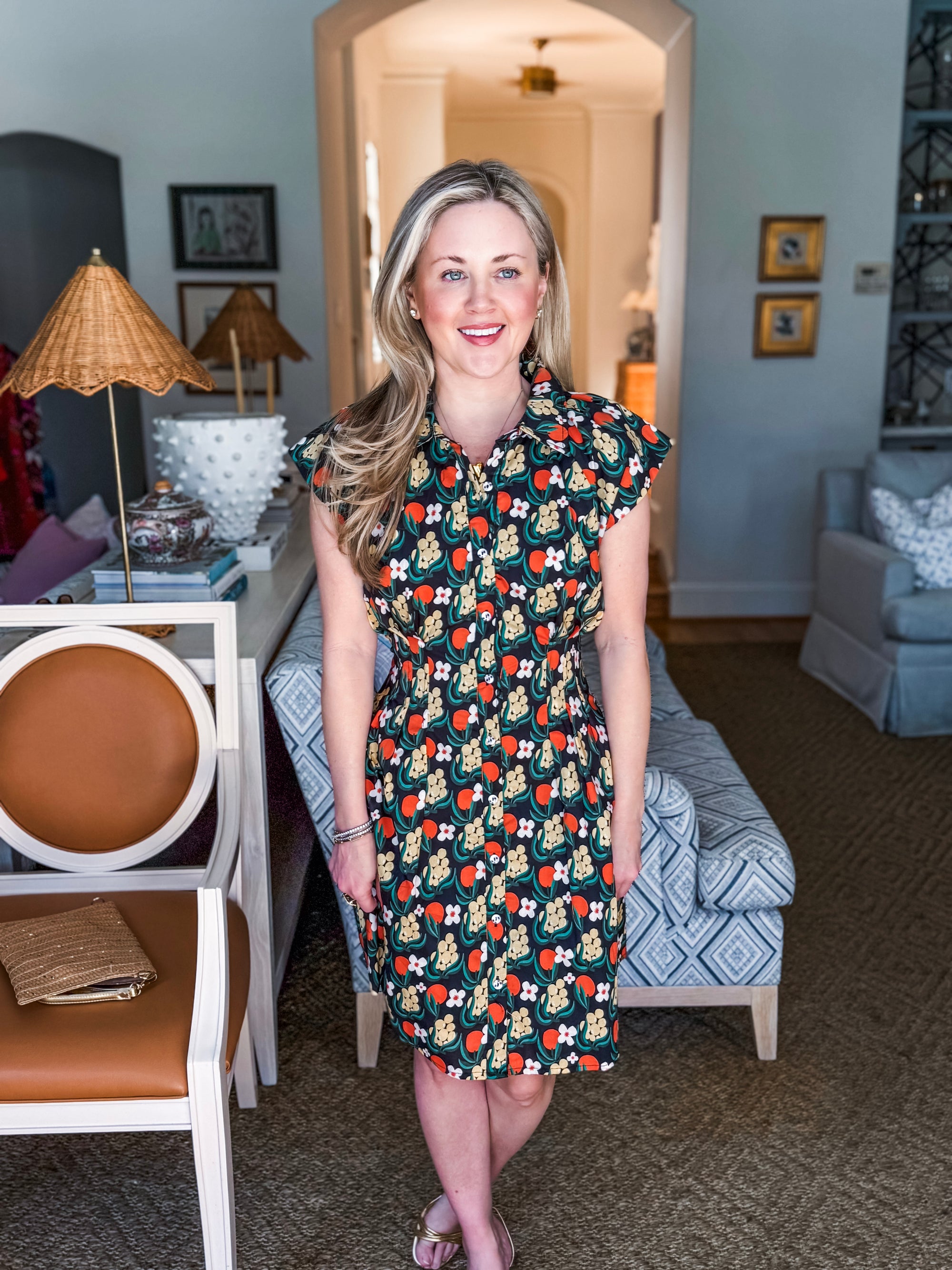 Citron Bloom Dress-Black