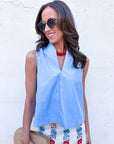 Avery Sleeveless Top-Blue
