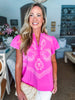 Festival Frolic Embroidered Top-Pink