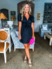 Saylor Smocked Mini Dress-Black
