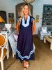 Meet in Mykonos Midi Dress-Navy