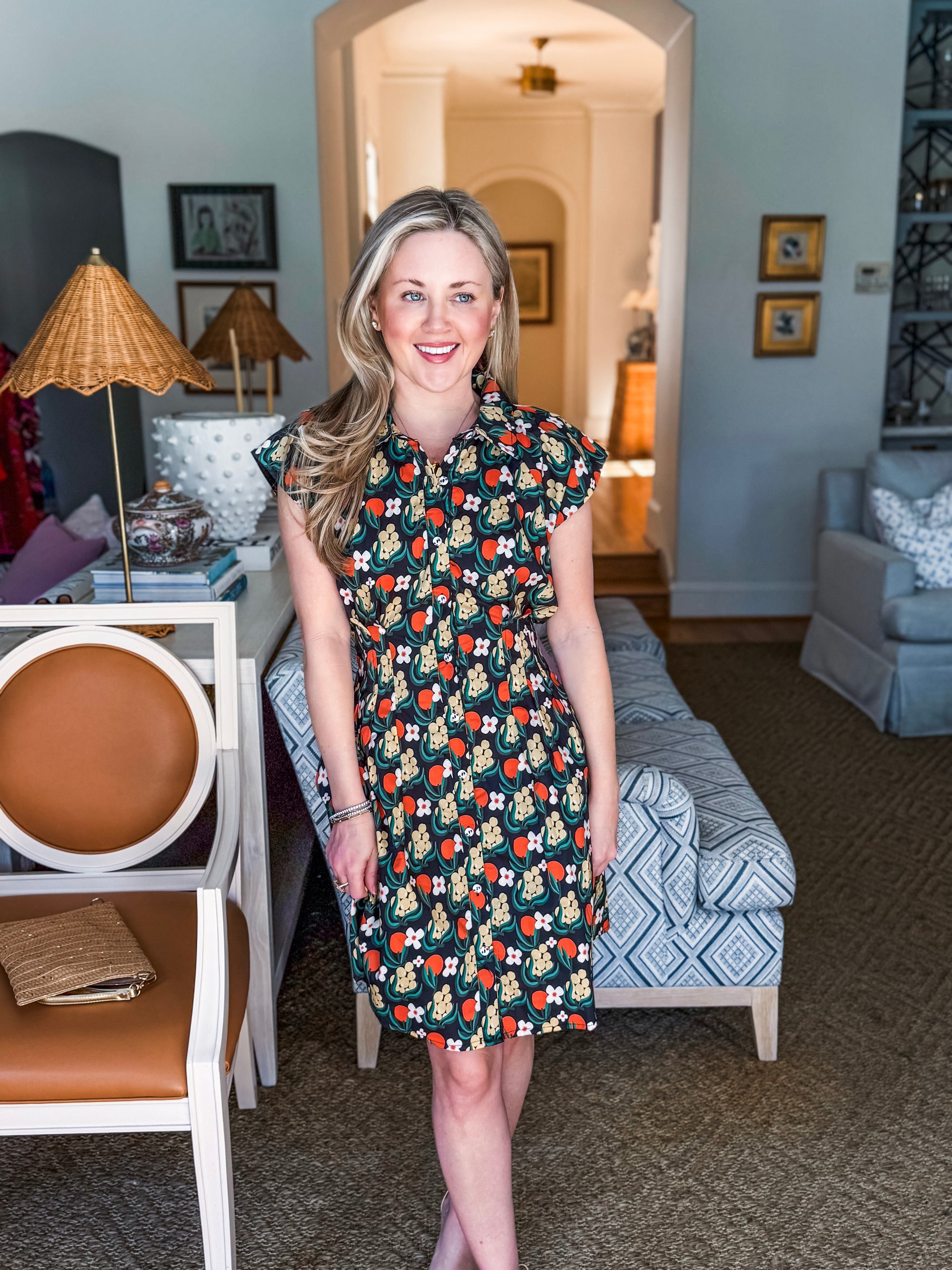 Citron Bloom Dress-Black