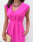 The Paris Edition Midi Dress-Hot Pink
