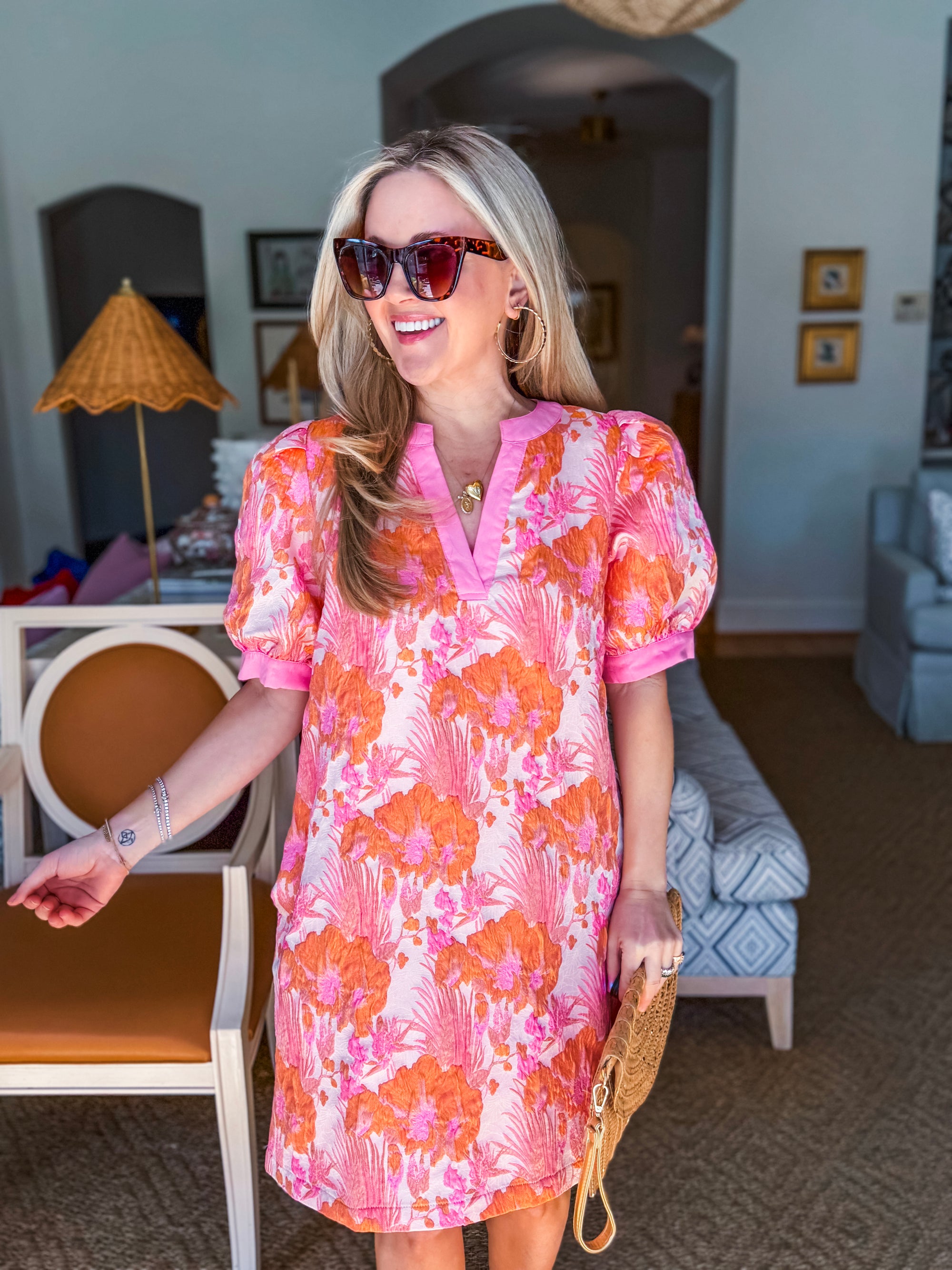 La Fleur Jacquard Dress-Peach