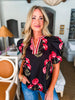 Tour The Town Floral Top-Black