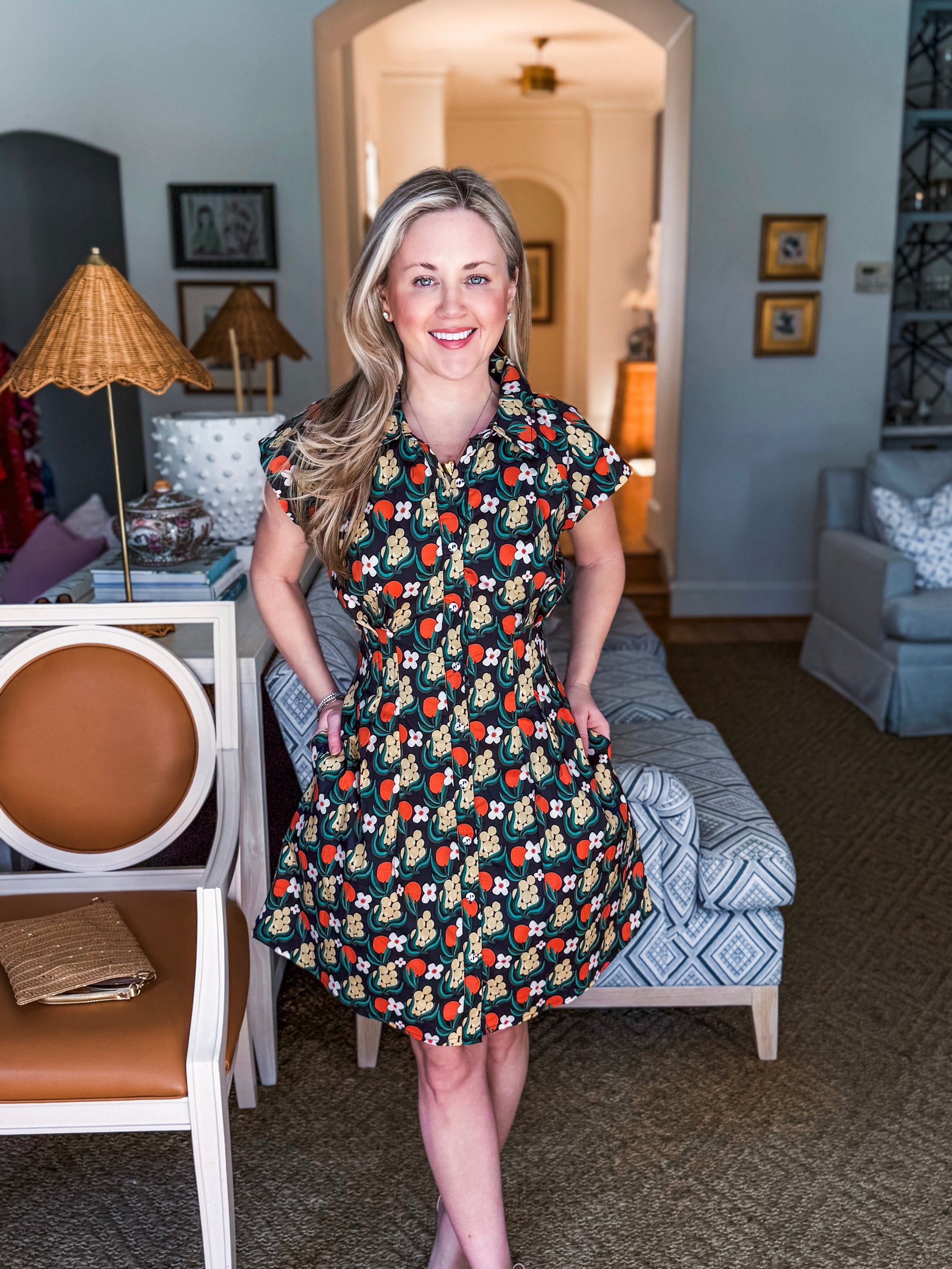 Citron Bloom Dress-Black