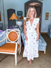 Flower Bouquet Embroidered Midi Dress-White