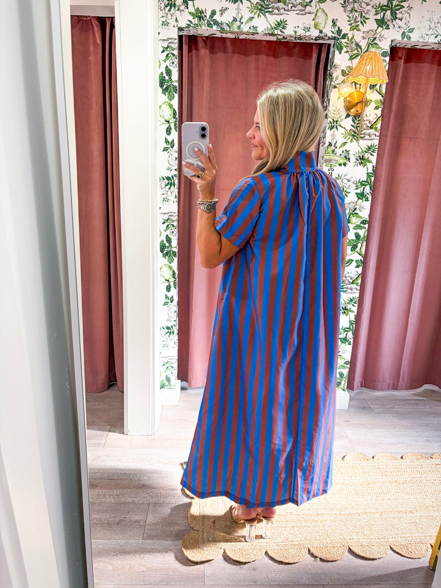 The Iconic Stripe Midi Dress-Royal
