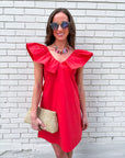 Flirt Alert Mini Dress- Red