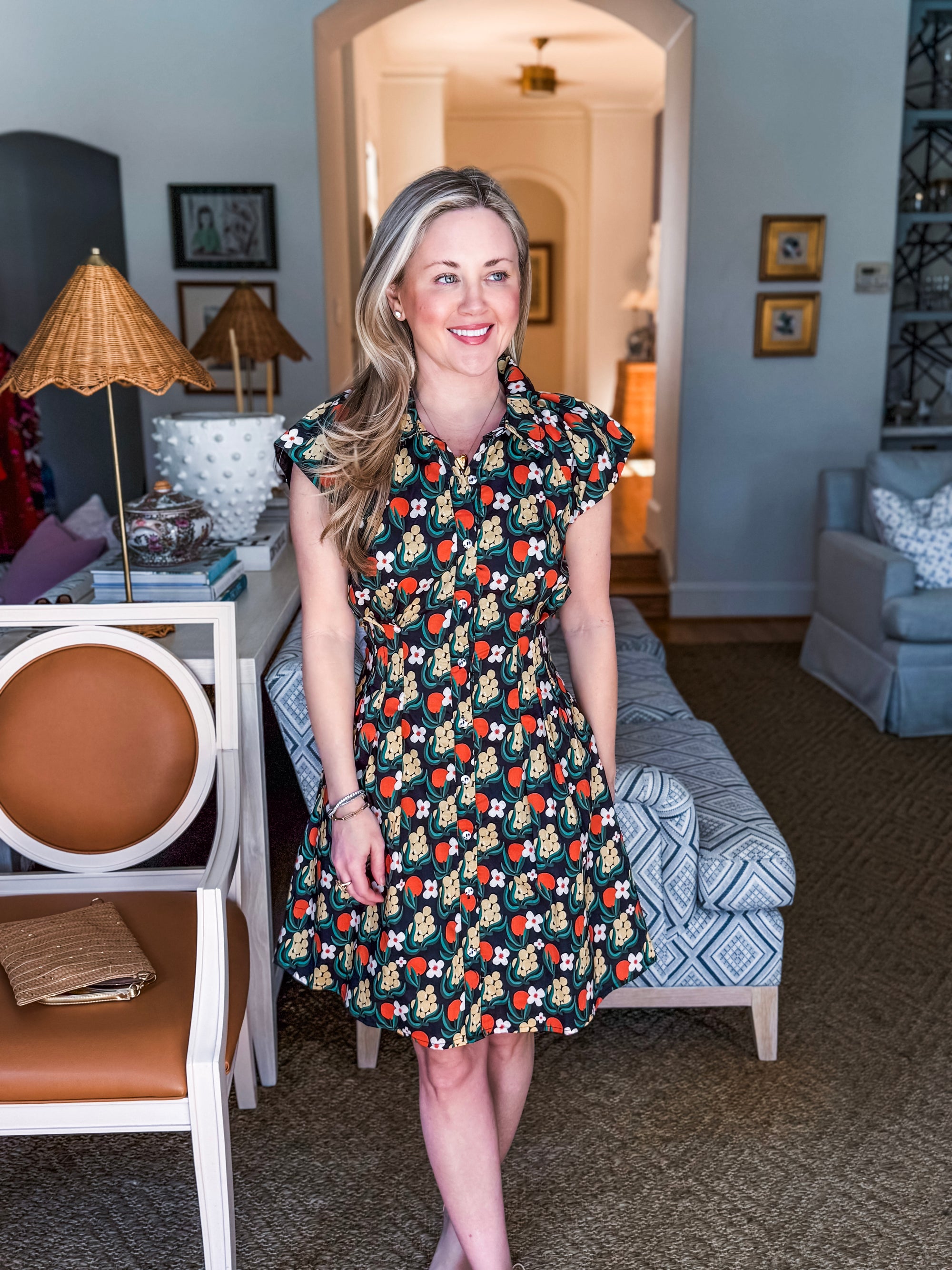 Citron Bloom Dress-Black