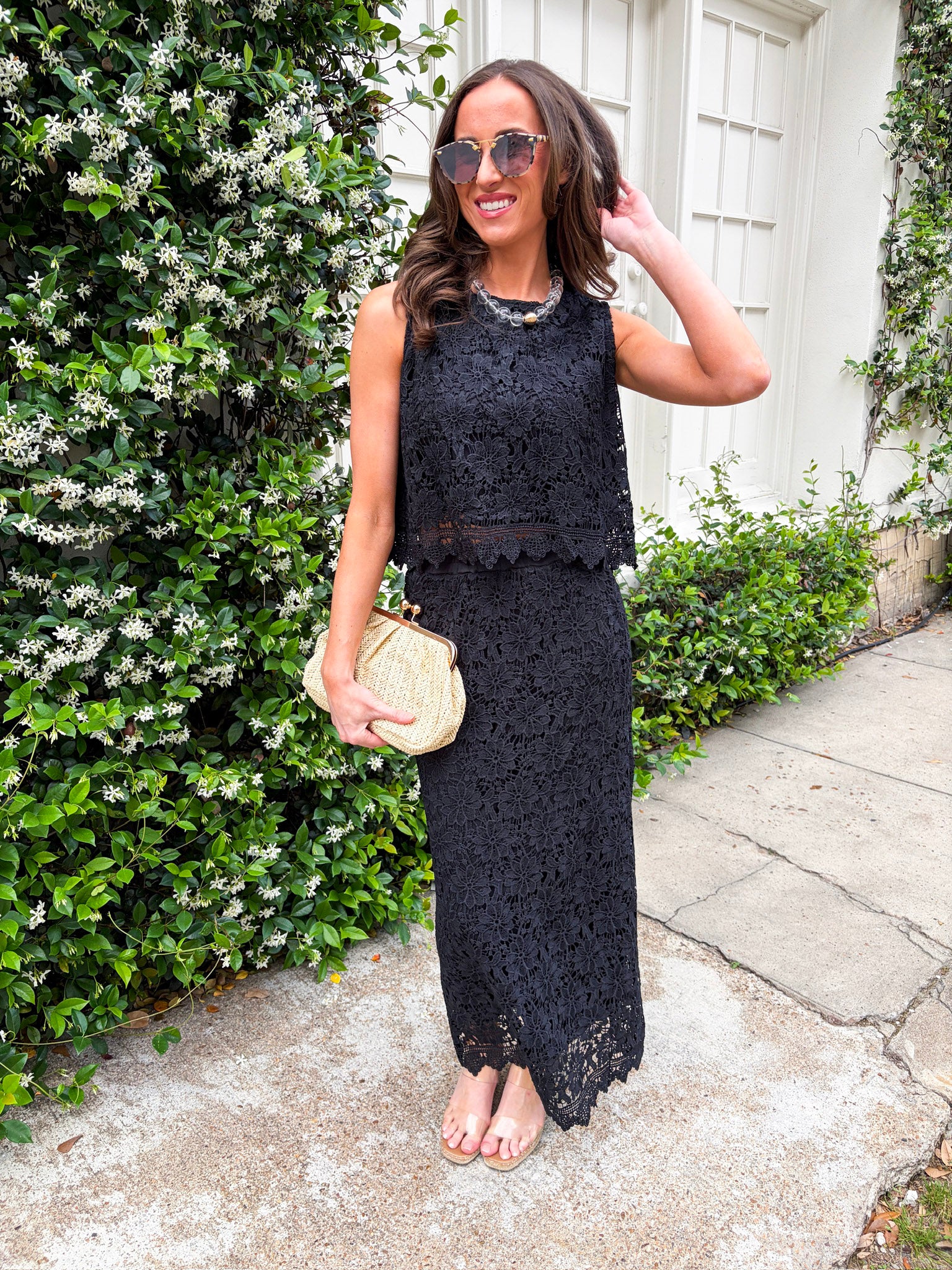 Sunset Cocktails Skirt Set-Black