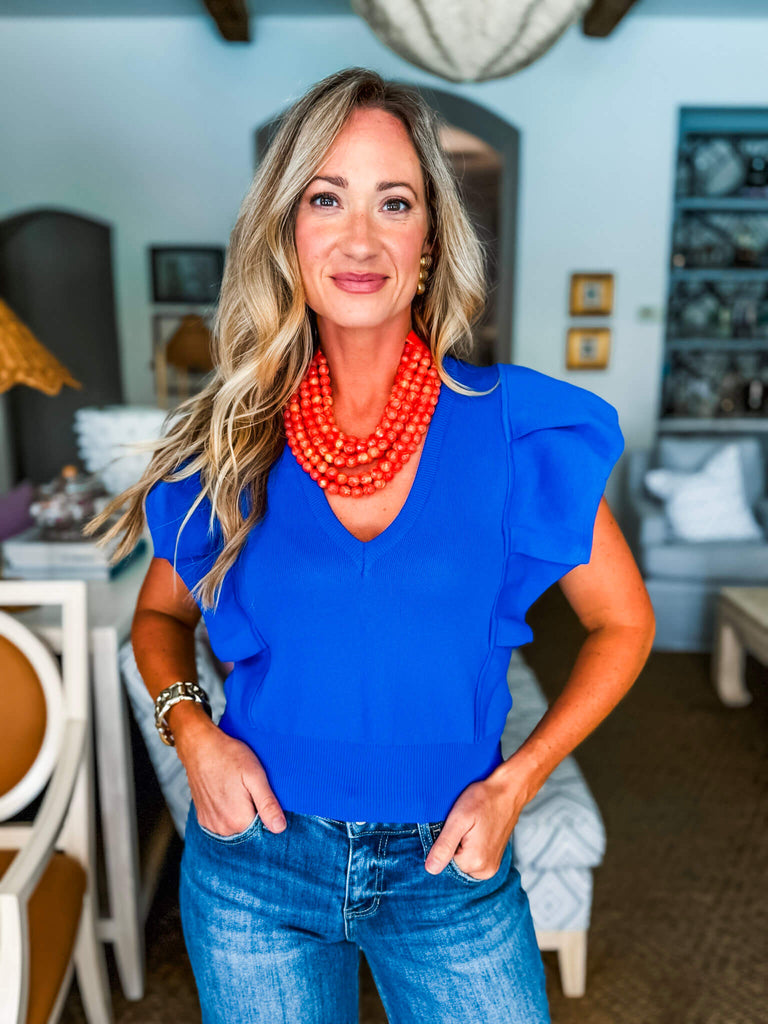 Meet Up Knit Top-Blue