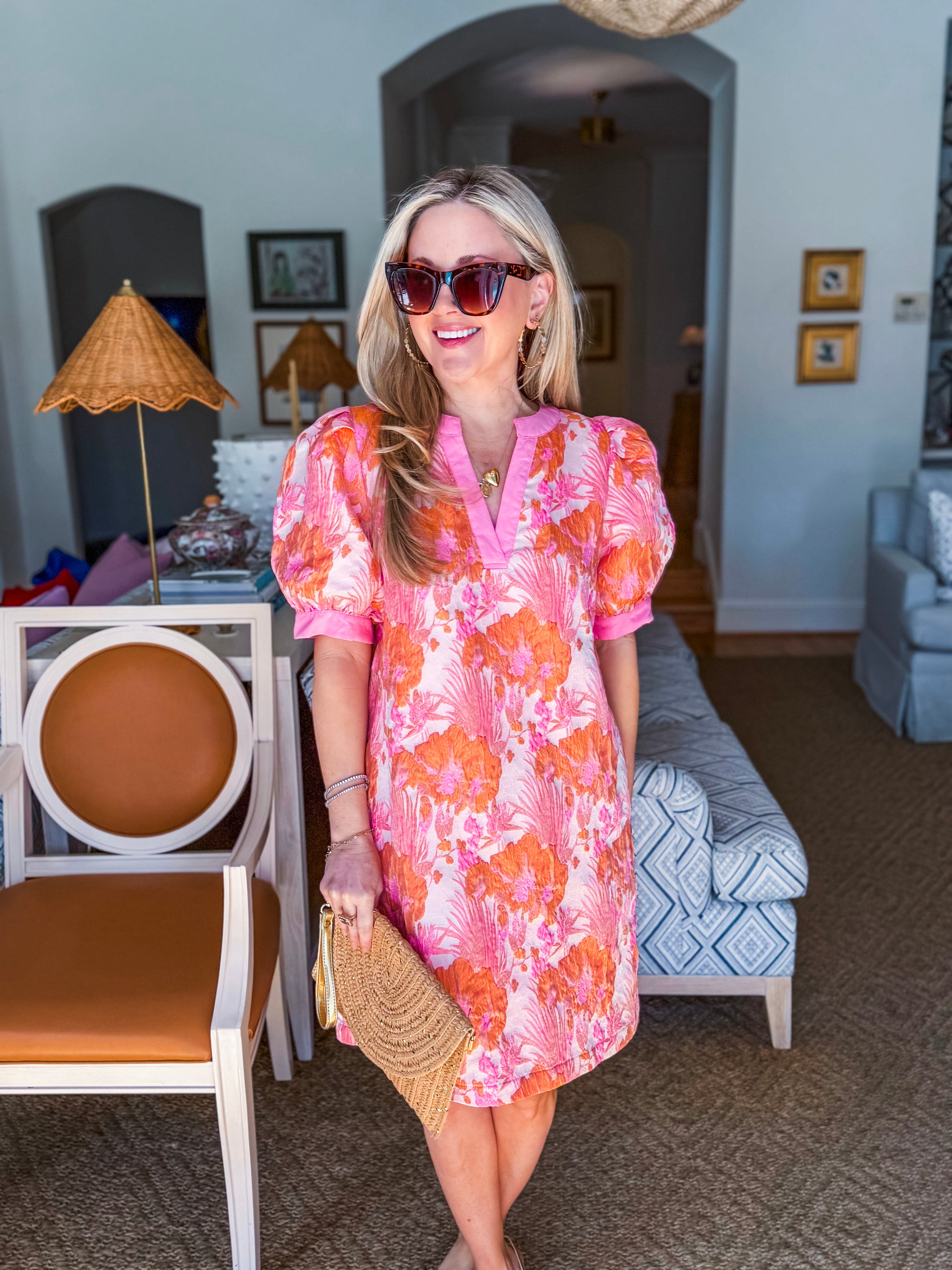 La Fleur Jacquard Dress-Peach