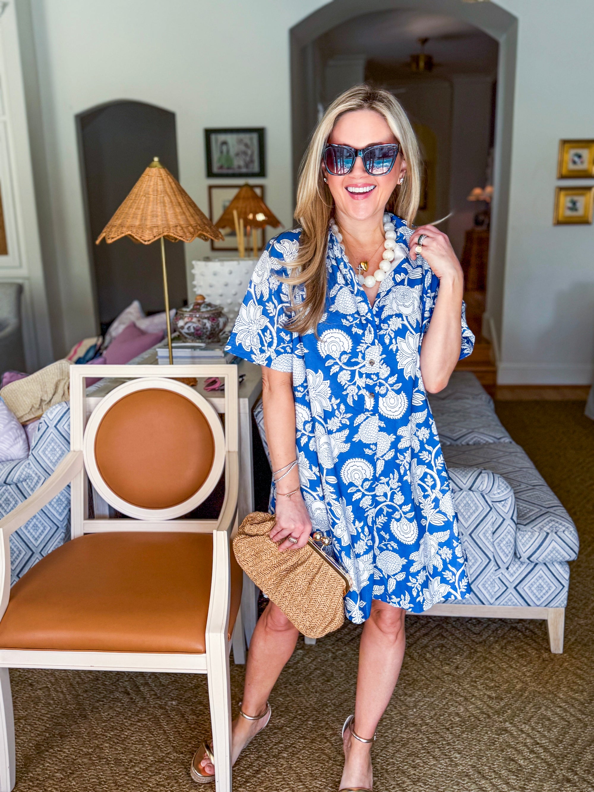 French Floral Button Down Dress