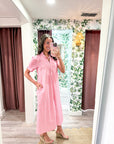 Bright Side Midi Dress-Blush