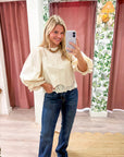 La Belle Puff Sleeve Top-Ecru