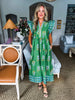 Coastal Brunch Floral Midi Dress-Green