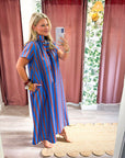 The Iconic Stripe Midi Dress-Royal