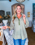Right Way Striped Top-Olive