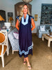 Meet in Mykonos Midi Dress-Navy