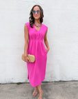The Paris Edition Midi Dress-Hot Pink