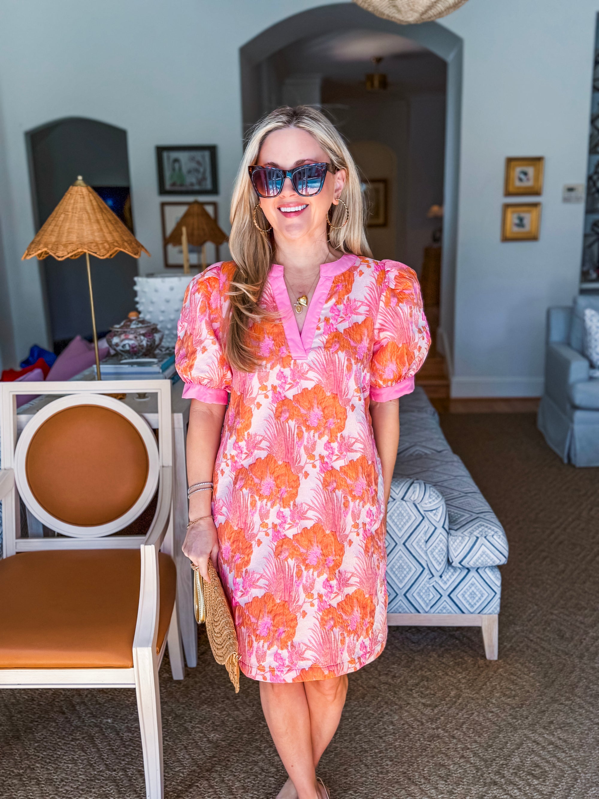 La Fleur Jacquard Dress-Peach