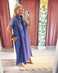 The Iconic Stripe Midi Dress-Royal