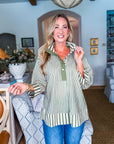 Right Way Striped Top-Olive