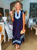 Meet in Mykonos Midi Dress-Navy