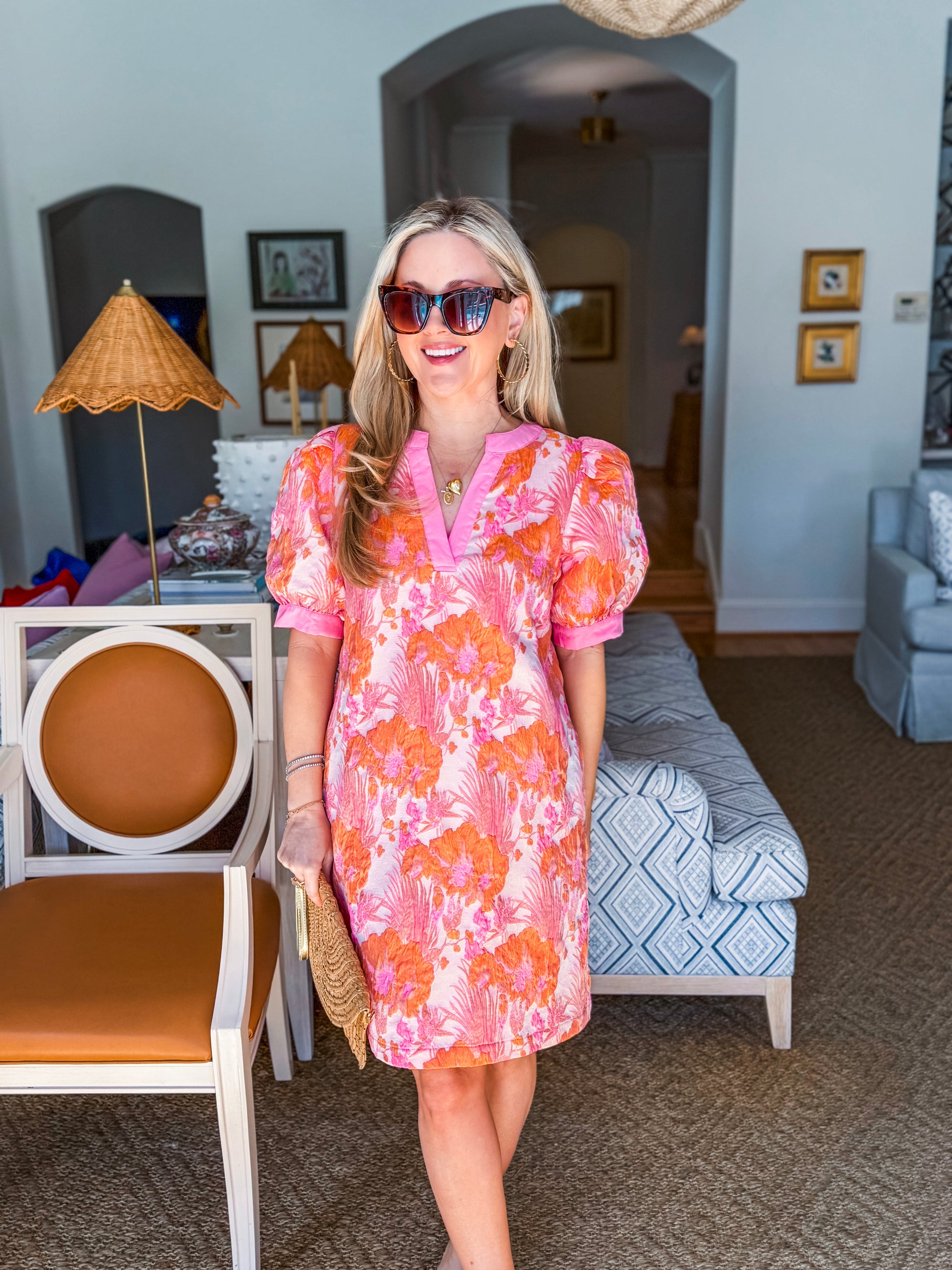 La Fleur Jacquard Dress-Peach