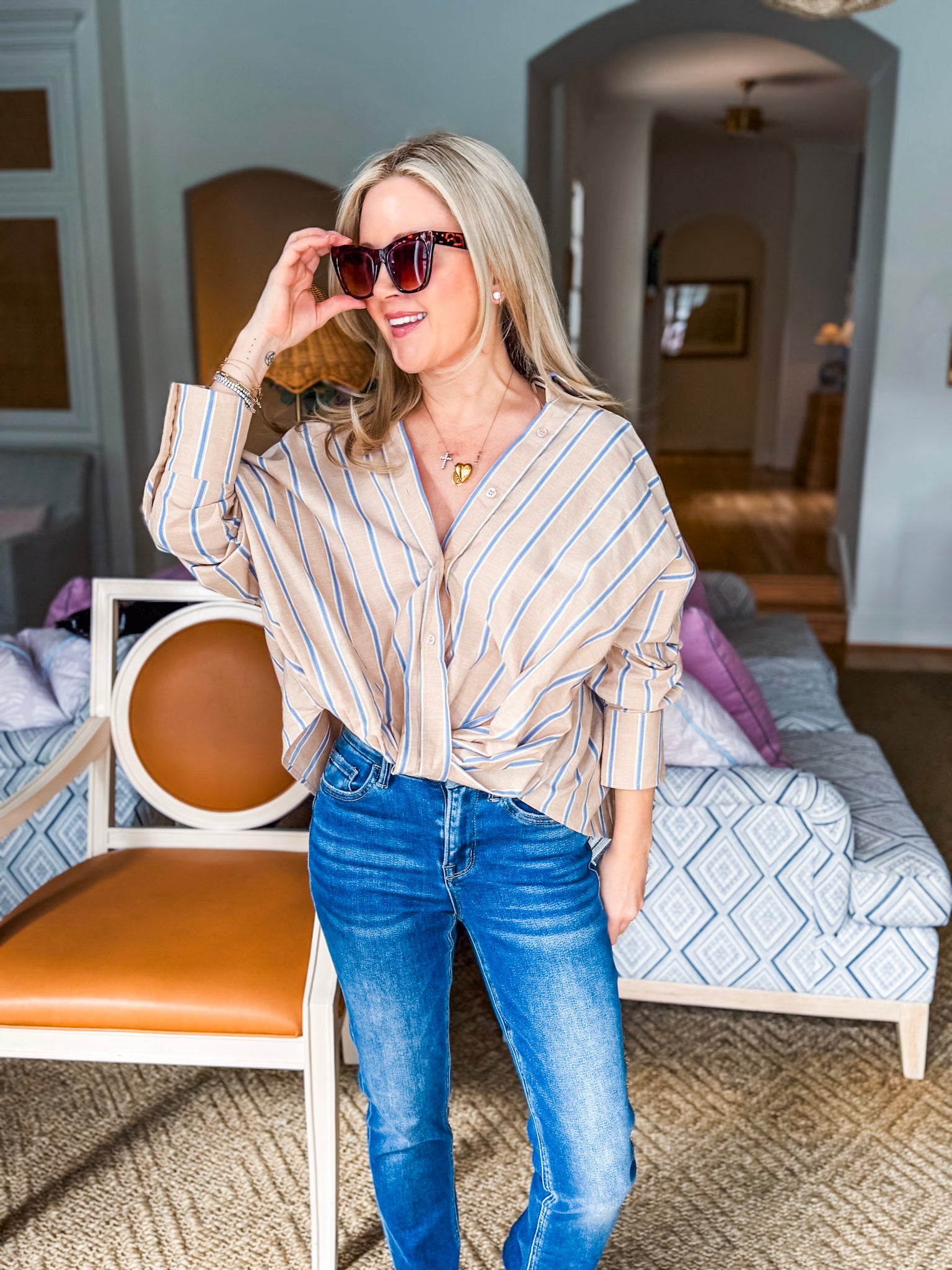 Caught Up Twist Detail Top-Taupe