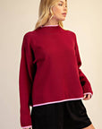 Falling Leaves Sweater-Burgundy
