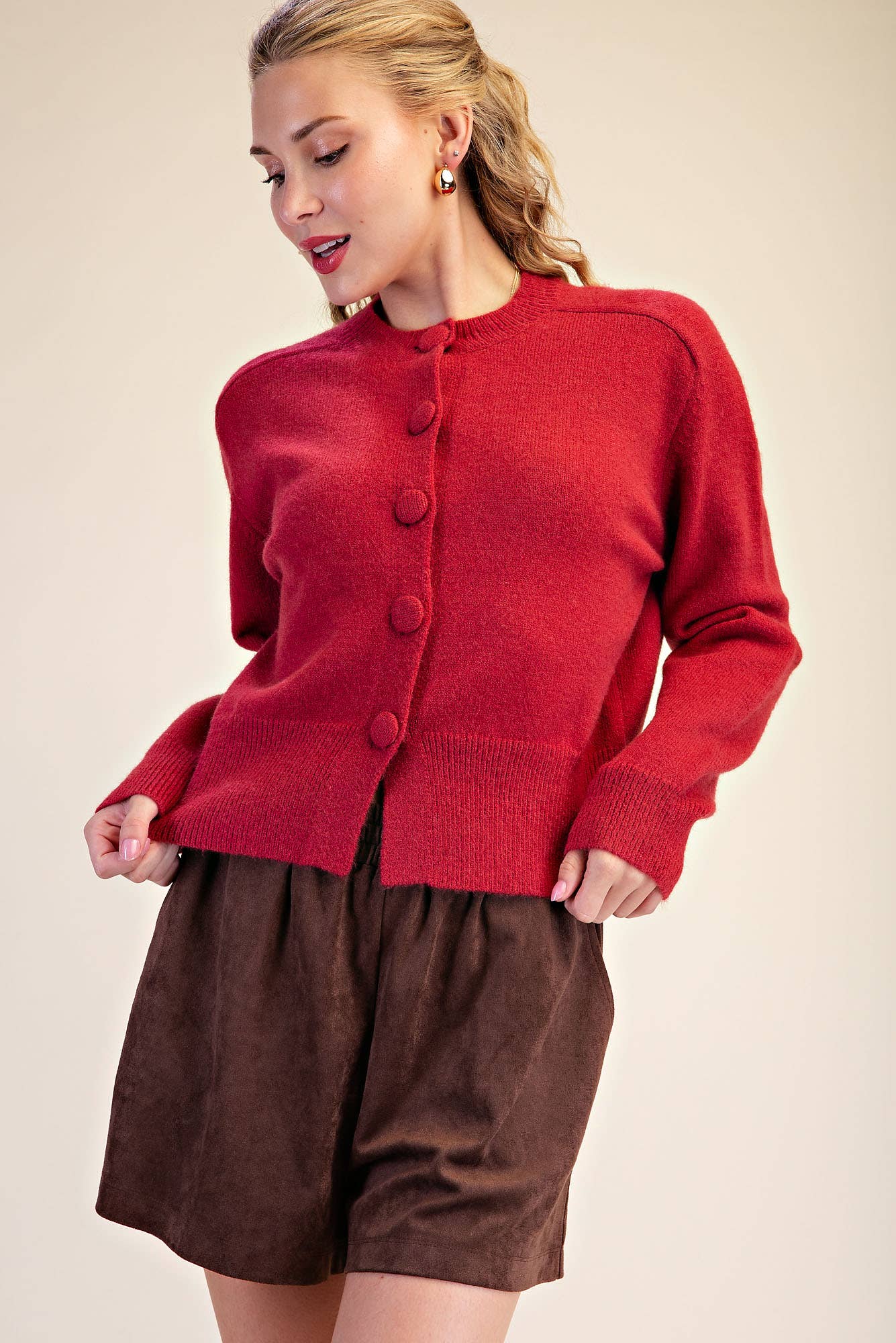 Fireside Cottage Cardigan-Cherry