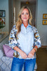Snapdragon Floral Top-Chambray
