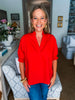 My Type Poplin Top-Red