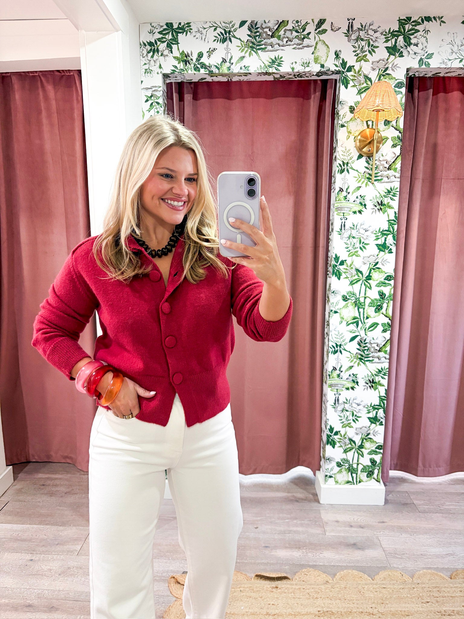 Fireside Cottage Cardigan-Cherry