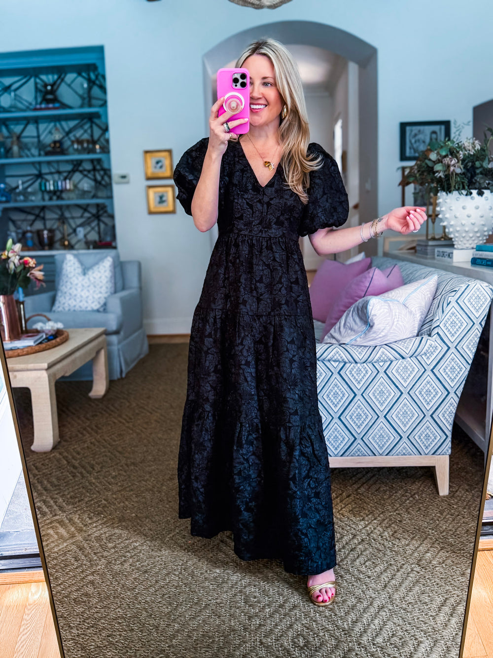 Arielle Jacquard Maxi Tiered Dress