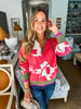 Cozy Florals Zip Pullover- Olive Coral