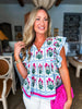 In The Garden Floral Top-Magenta