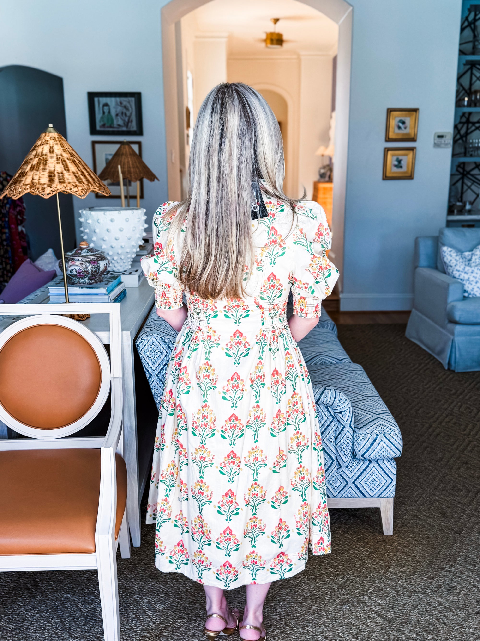 Wildflower Grace Midi Shirt Dress-Cream