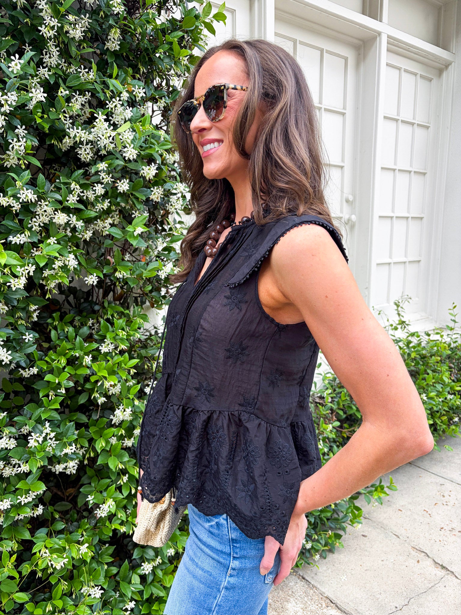 Lady Luck Embroidered Peplum Top
