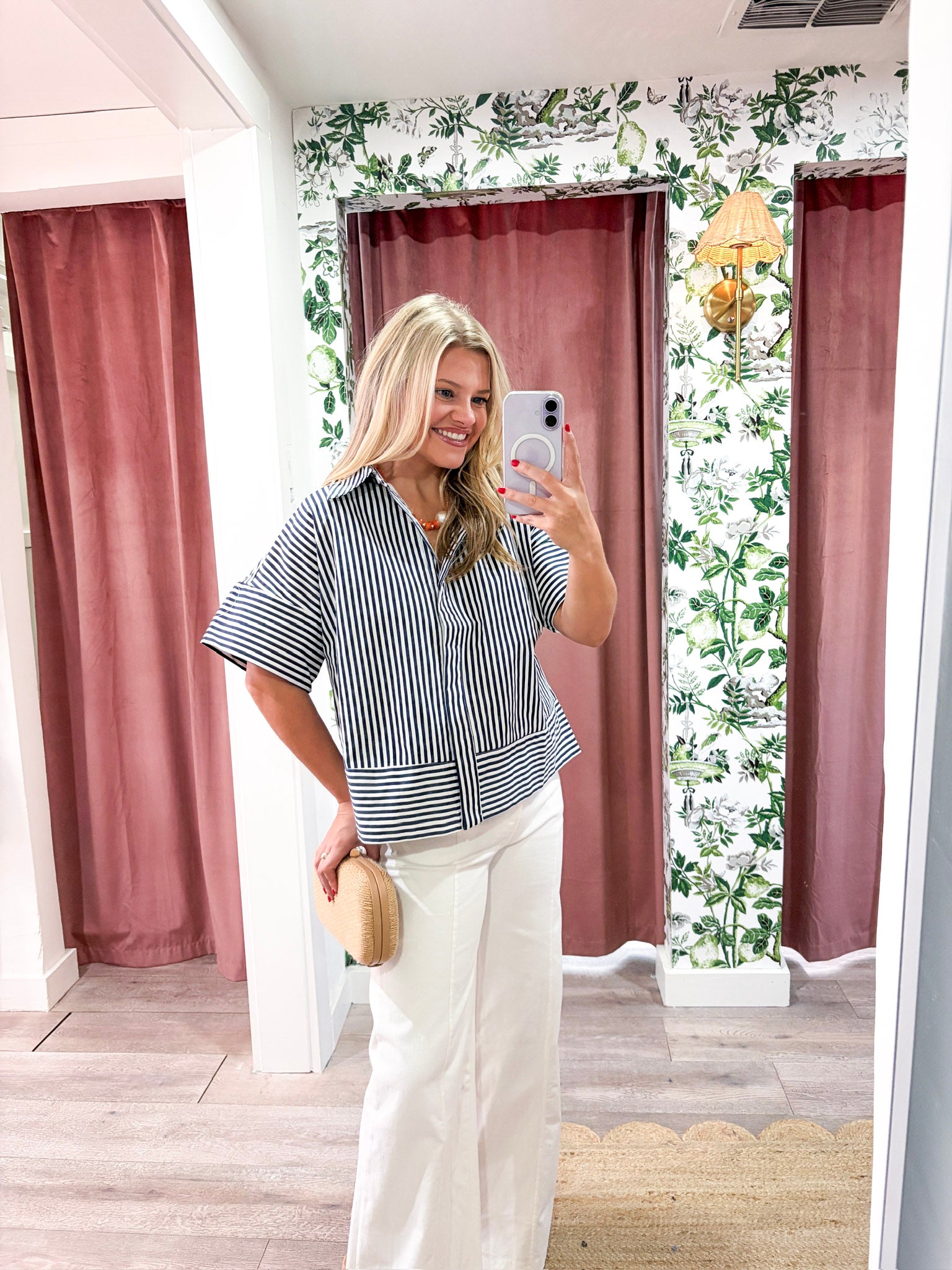 Portside Button Down Top-Navy