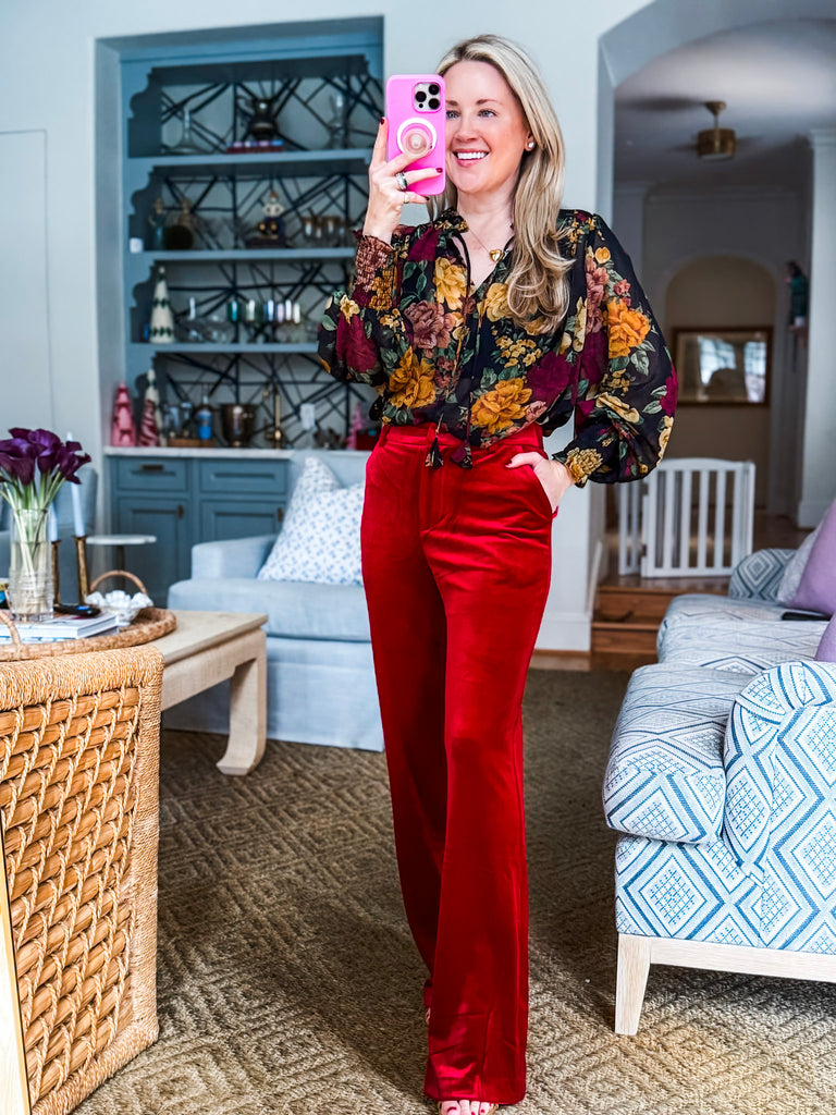 Velvet Kisses Pants-Red